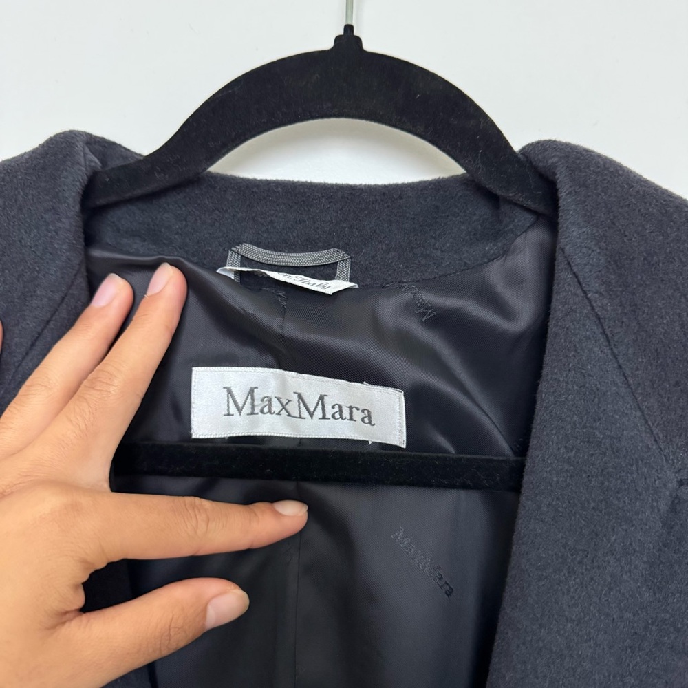 max mara dark gray floor length single button closure wool coat - Picture 7 of 16